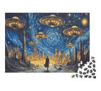 Soucoupe Volante Puzzle 1000 Pièces Jouet en Bois Jeu D'Intelligence Décoration Intérieure Cité Alien Challenge Toy Adultes Et Enfants À Partir De 14 Ans 1000pcs (75x50cm)
