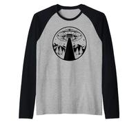 Soucoupe Volante Retro Vintage Scifi Invasion des Aliens Manche Raglan