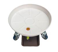 Soucoupes Métalliques pour Pots de Fleurs D'Intérieur, Coupelle Pot de Fleur avec roulettes Verrouillables et Trou de Drainage(White,51cm/20in)