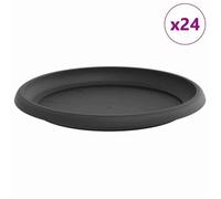 Soucoupes pots de fleurs - Plateaux à fleurs ronds 24 pcs - vidaXL - plastique - noir - 23,5 x 2,5 cm - bord roulé 8959443