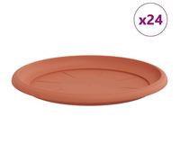 Soucoupes pots de fleurs - Plateaux à fleurs ronds 24 pcs - vidaXL - plastique - rouge brique - 27 x 2,5 cm - bord roulé 2572690