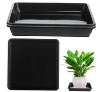 Soucoupes végétales pour l'intérieur, 3 pcs carrés de soucoupe plante en plastique, plateau de capteur d'eau végétal, plateaux d'égouttement de pot de plante, soucoupes de pot de plantes pour fleurs