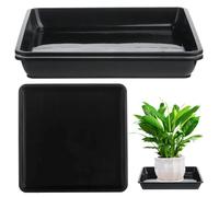 Soucoupes végétales pour l'intérieur, 3 pcs carrés de soucoupe plante en plastique, plateau de capteur d'eau de plante, plateaux d'égouttement de pot de plante, soucoupes de pot de plantes pour des f