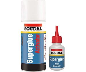 Soudal 115103 Kit d'onglet à haute viscosité 50 g + Activateur 200 ml Blanc