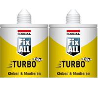Soudal 122237 Fix ALL Turbo Colle-Mastic Extra Rapide, Blanc, 290 ml (Lot de 2)
