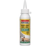 Soudal Colle à bois D3, 125 g, transparente après durcissement - Colle prête à l'emploi à séchage rapide avec une excellente résistance à l'eau (D3) pour le collage des éléments de construction en