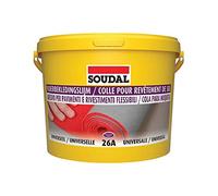 Soudal Colle pour revêtement de sol 26 A pour revêtements de sol souples comme le vinyle, le textile, le PVC, le linoléum, seau de 5 kg.