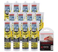 Soudal Fix All Turbo Lot de 12 cartouches blanches de 290 ml avec kit de lisseur de joints ToniTec