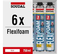 Soudal Flexifoam Gun Lot de 6 pistolets 750 ml - Mousse polyuréthane très élastique de qualité supérieure pour la rénovation et la construction - Lot économique (6)