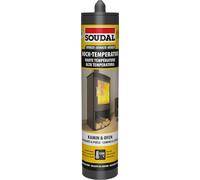 Soudal Pâte d'étanchéité à base de silicate de sodium extrêmement résistante à la chaleur - Cartouche de 300 ml - Couleur : noir