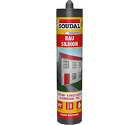 Soudal Silicone de construction, 300 ml, gris béton - Mastic à joint monocomposant de qualité supérieure pour joints de dilatation, joints de raccordement de construction et joints de vitre/cadre