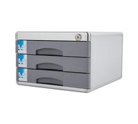 soudesileim Boîte de rangement verrouillable en métal avec tiroirs, porte-documents en métal avec fente pour étiquette, protection de serrure intégrée, grande capacité (3 compartiments, 30 x 36 x 20