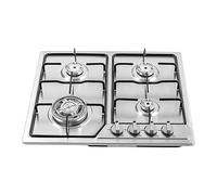 soudesileim Plaque de cuisson à gaz, 4 feux, pour gaz naturel/propane, encastrable avec sécurité d'allumage, en acier inoxydable, 4 feux, 58 x 52 cm