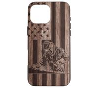 Soudeur à Bois Drapeau américain USA Patriotique Soudeur Coque pour iPhone 16 Pro Max