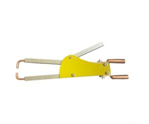Soudeuse par points portable avec nez en cuivre Pince à souder précise Pression réglable Poignée ergonomique Métal robuste Plaque époxy résistante pour réparation de tôle d'acier 1+1 mm Jaune Argent