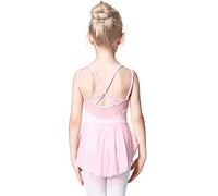 Soudittur Ballet Robe Danse Classique Filles Justaucorps Jupe Tutu Manche Courte (4-5 Ans, Rose)
