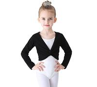 Soudittur Cache-Coeur de Danse Classique en Coton Hauts de Danse Manches Longues pour Enfants Filles Femmes (Noir, 95-105 cm)