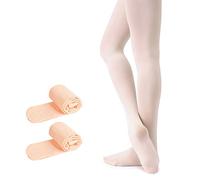 Soudittur Collants de Danse Classique pour Filles/Femmes Collants pour Enfant Uniforme Scolaire Opaque 90 DEN Rose, L (10 ans-Adult, 140-165 cm) - 2 paires