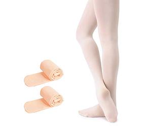 Soudittur Collants de Danse Classique pour Filles/Femmes Collants pour Enfant Uniforme Scolaire Opaque 90 DEN Rose, L (10 ans-Adult, 140-165 cm) - 2 paires
