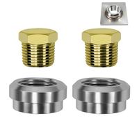 Soudure femelle en aluminium 3/8 NPT, raccord soudable sur bouchon, envoi de 2 bouchons en cuivre, raccord de réservoir de carburant soudé fileté, adaptateur de raccord à tête hexagonale mâle NPT 3/8