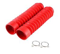 Soufflet de Fourche Moto, 2Pcs 205 * 42mm Guêtres de Fourche, Cache-Poussière de Fourches Avant de Moto, Fourches Avant Soufflets Amortisseur pour Vélo, Motos(Rouge)