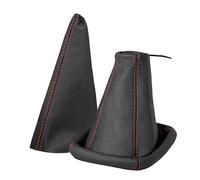 Soufflet de levier de vitesse pour Opel Corsa C 2000-2006 kit avec soufflet de frein à main - en cuir véritable - pommeau housse manchette boîte de vitesses manuelle - noir et rouge - A104-9
