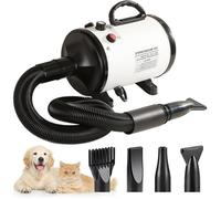 Souffleur 2800 W - Très Silencieux - Vitesse Et Chaleur Réglables - Sèche-chien - Soin Des Animaux - Souffleur Avec 4 Buses - Blanc
