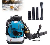 Souffleur À Dos Commercial 125CC 4 Temps Amélioré, Souffleur Dorsal À Essence 1110 CFM 10000 TR/Min, Poignée Hanche, pour Lutte Incendie, Nettoyage Routes, Cadeaux pour Hommes(Blue6kw)