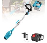 Souffleur à feuilles 21 V sans fil, batterie de 3,0 Ah, souffleur portable pliable 350 W, 32 000 tr/min, souffleur à air puissant pour gazon/jardin/patio (bleu, avec 1 batterie)