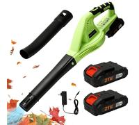 Souffleur à Feuilles 21V sans Fil avec Batterie et Chargeur,Vitesse 15000r/min,Souffleur Broyeur 2-en-1,souffleur électrique pour l'entretien de la pelouse et refoulement de la Neige (2 Batterie)
