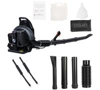 Souffleur à feuilles à essence 63 cc - Moteur 2 temps - 2,3 kW - Puissant souffleur à feuilles et aspirateur à feuilles avec réservoir de 1,7 l - Volume d'air 665 CFM - 6800 tr/min - Souffleur dorsal