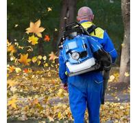 Souffleur à feuilles de gaz 75,6 CC - Souffleur à feuilles à 4 temps - Souffleur à feuilles ergonomique - Souffleur à gaz pour l'entretien de la pelouse, du patio, de la poussière, des débris, bleu