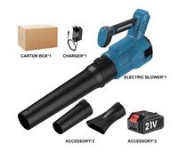 Souffleur à feuilles sans fil 3000W, 3 vitesses, 25000RPM, vent fort, Souffleu, 50 Min d’Utilisation a batterie