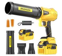 Souffleur à feuilles sans fil, moteur sans balais avec 1 batterie de 6,0 Ah, Leaf Blower Max 90 0 000 tr/min, débit d'air 800 m³/h, 3 buses, léger de 1,82 lbs - Idéal pour les feuilles / neige