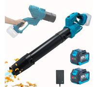 Souffleur à feuilles sans fil pour batteries Makita 18 V, vitesse de l'air 241 km/h, 5 niveaux et fonction de rotation à 180° pour jardin, feuilles, poussière et neige (noir avec 2 piles)