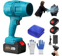 Souffleur À Jet Turbo, Mini Souffleur sans Fil Puissant, Souffleur Voiture Sechage, Souffleur Batterie, Souffleur Feuilles sans Fil, Souffleur À Jet Sec pour Séchage De Voiture (Blue-2 Piles)