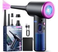 Souffleur Air Comprimé- 100000 Tr/Min De Pulvérisation D'Air Comprimé Avec Batterie 9000Mah, Kit De Nettoyage De Clavier D'Aspirateur à 3 Vitesses Avec Lumière LED Pour Le Nettoyage De Pc