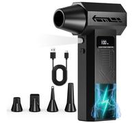 Souffleur Air Comprimé, 120000RPM Mini Souffleur Sans fil Puissant avec Lumière LED, 4 Vitesses Électrique Souffleur Batterie de Nettoyage PC pour, Clavier, Meubles et Voitures