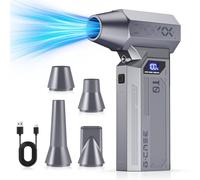 Souffleur Air Comprimé, 130000tr/min/140W, 4 Vitesses,Pression du Vent de 230g,Quatre Embouchures,Affichage LED, pour PC Duster, Nettoyage PC, Maison, Voiture,Canapé, Clavier