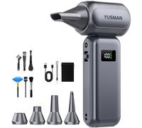 Souffleur Air Comprimé 200000TR/Min, Dépoussiérant Puissant Électrique avec 10500mAh Batterie, Souffleur PC à 4 Vitesses, Bombe Air Sec pour Voiture, Kit de Nettoyage de Clavier d'Aspirateur