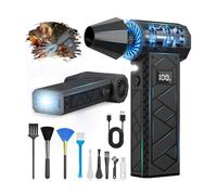 Souffleur Air Comprimé, 2025 Nouveau LCD Écran Modèle 180000 TR/Min Mini Souffleur Dépoussiéreur Électrique Vitesse du Vent de Niveau 4（10000mAh ）avec Lampe de Poche pour Camping Éxtérieur-Noir