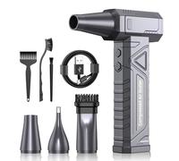 Souffleur Air Comprimé 4 Vitesses Souffleur PC - Air Duster 200000 RPM avec Lumière LED, Mini Souffleur Voiture 6000 mAh, Air Comprimé Bombe Air Sec Nettoyage PC Clavier Électronique, W18, Argenté