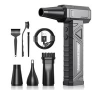 Souffleur Air Comprimé 4 Vitesses Souffleur PC - Air Duster 200000 RPM avec Lumière LED, Mini Souffleur Voiture 6000 mAh, Air Comprimé Bombe Air Sec Nettoyage PC Clavier Électronique, W18, Noir