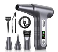 Souffleur Air Comprimé avec Écran Numérique HD - Mini Souffleur PC 200000 RPM, Lumière LED, Bombe Air Sec Nettoyage Clavier et Électroniques, Air Duster, W06, Argenté