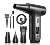 Souffleur Air Comprimé avec Écran Numérique HD - Mini Souffleur PC 200000 RPM, Lumière LED, Bombe Air Sec Nettoyage Clavier et Électroniques, Air Duster, W06, Noir