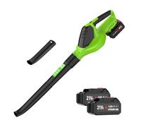 Souffleur aspirateur à lames avec batterie 21 V Aspirateur feuilles Jardin 3000 W Ventilateur à feuilles puissant à 5 vitesses Ventilateur de neige pour jardin et soins