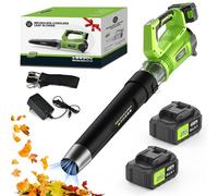 Souffleur Batterie, 1000W Souffleur de Feuilles avec 2 x 4,0Ah Batteries & 5 Vitesses,Vitesse d’air jusqu’à 320 Km/h,750 CFM Souffleur pour L'entretien de la pelouse,le déneigement et le dépoussiérage