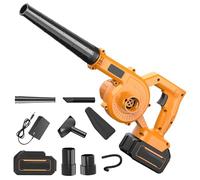 Souffleur Batterie 21V,550W Souffleurs de Feuilles sans Fil avec 2 Buses Et Chargeur, 2 Batteries 4.0AH,23000 RPM,Souffleur de Feuilles pour Feuilles De Jardin,Les Copeaux De Bois (Jaune-1 Batterie)