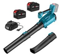 Souffleur Batterie 21V, Souffleur de Feuilles avec 2 x 4,5Ah Batteries et Charge, 5 Vitesse & Turbo Mode, 360km/h, 600m³/h, Moteur sans Balais, Souffleur de Feuilles sans Fil pour Poussière et Neige