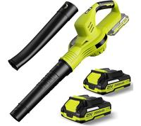 Souffleur Batterie 21V - Souffleur de Feuilles sans Fil, 3000W, Autonomie Jusqu’à 40 Minutes, Souffleur De Feuilles Extérieur, pour Jardins, Le soufflage de la Neige, Le dépoussiérage (2 Batterie)